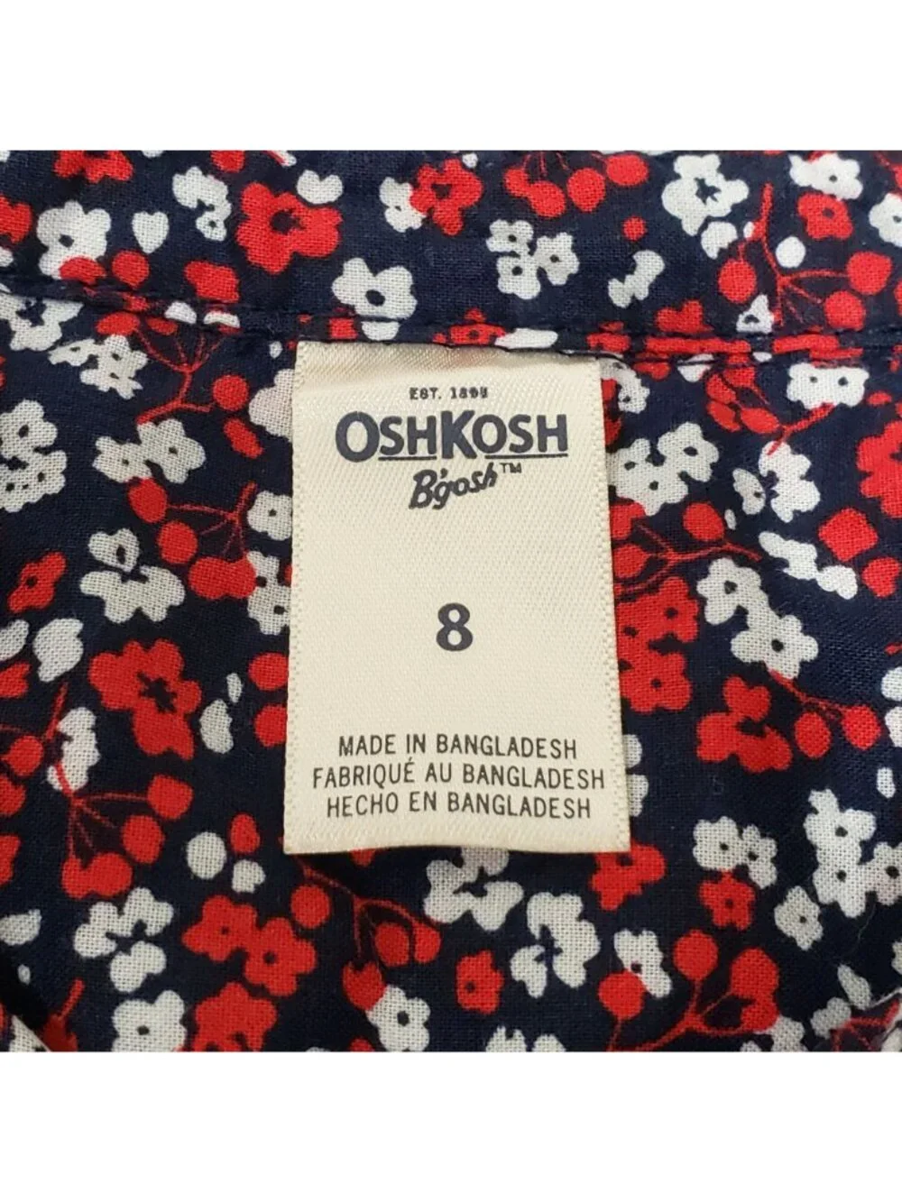 OshKosh Bgosh Girls Floral Long Sleeve Top Size 8